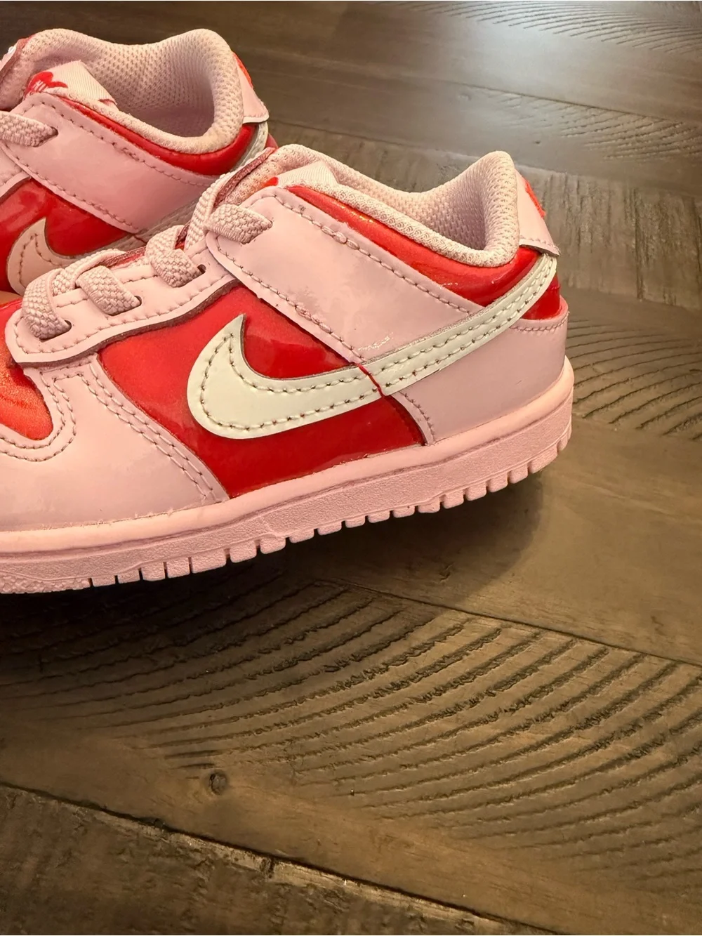 Nike Kids Pink and Red Nike Dunk Low